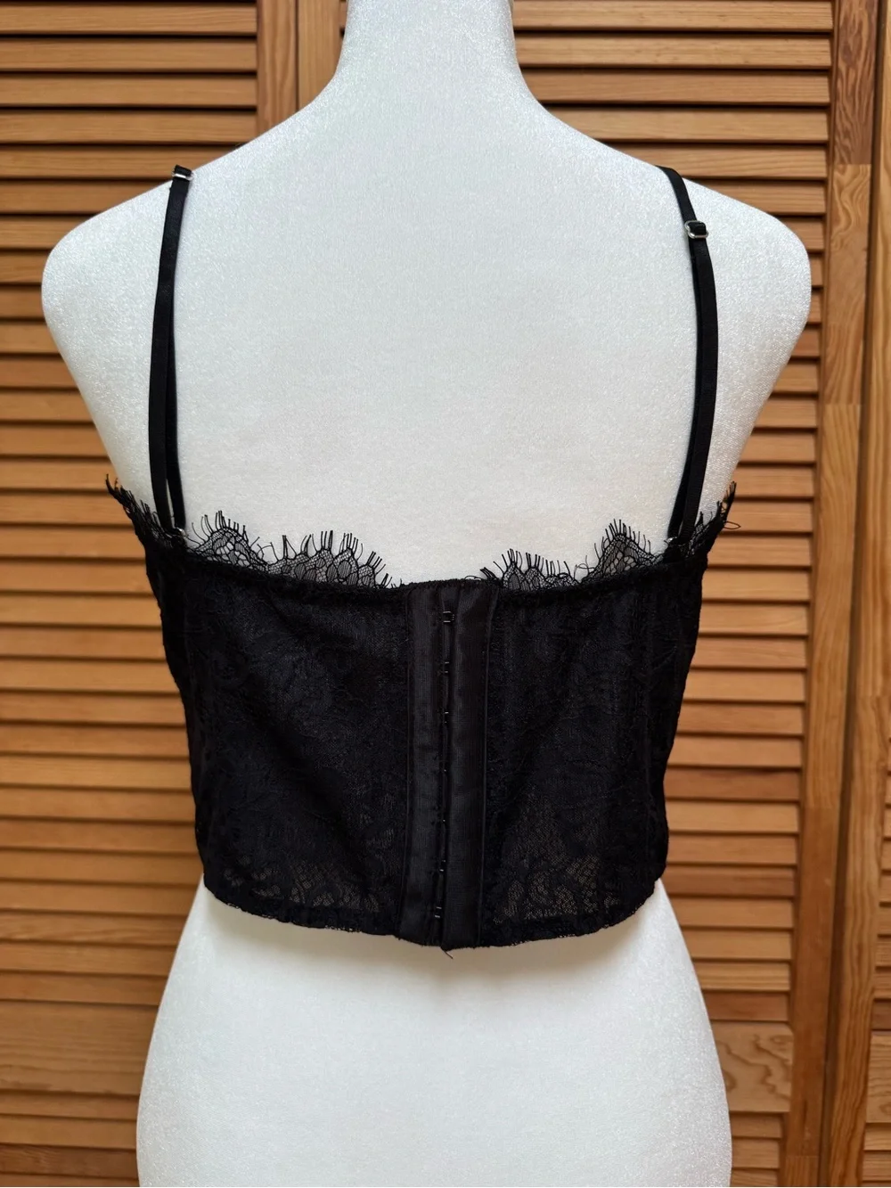 Intimately Free People Black Floral Lace Corset Bustier Cami Top Y2K Goth